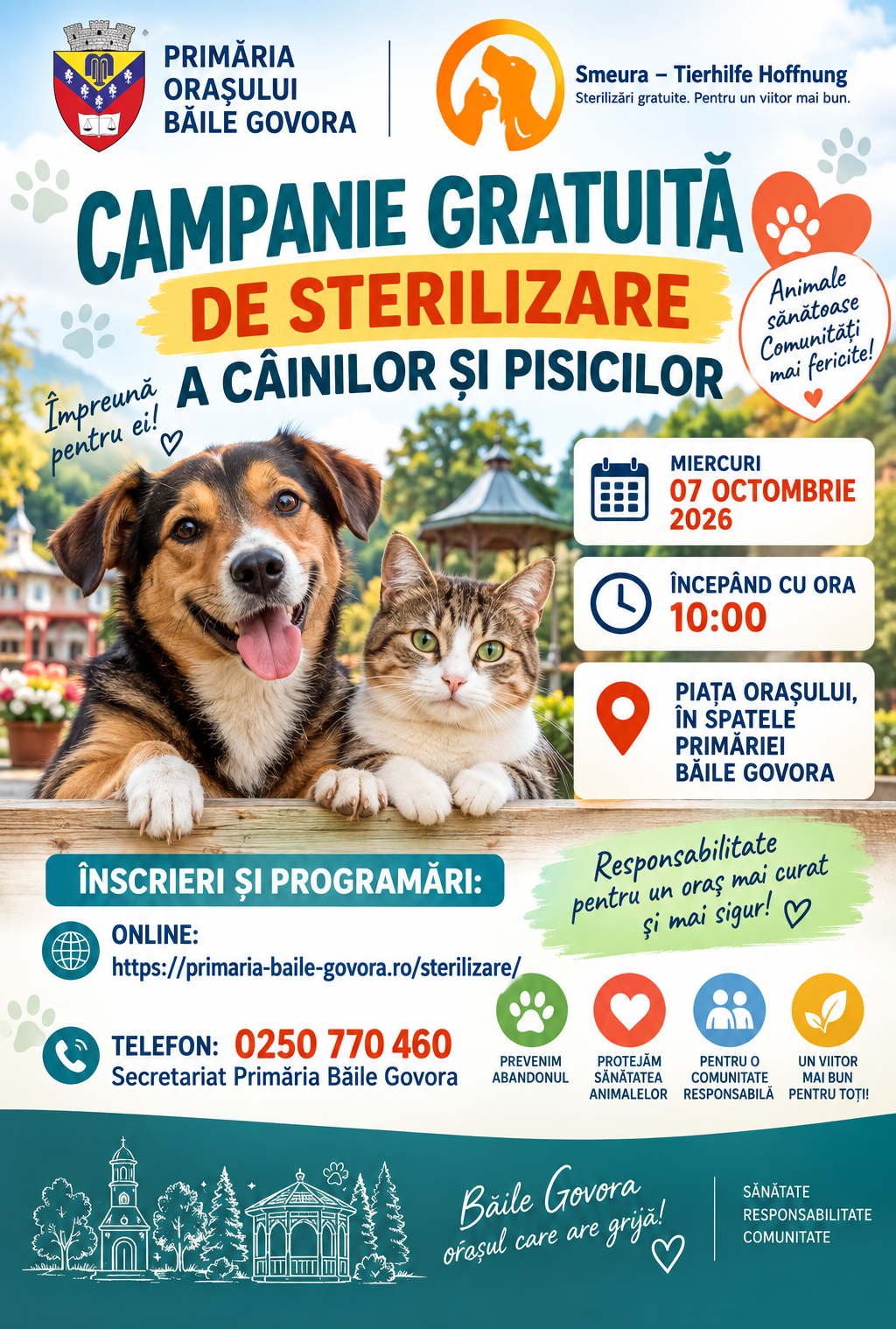 Campanie gratuită de sterilizare în Băile Govora!