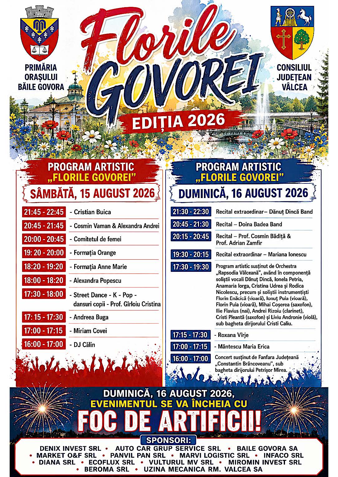 Programul evenimentului Florile Govorei, ediția a 55-a